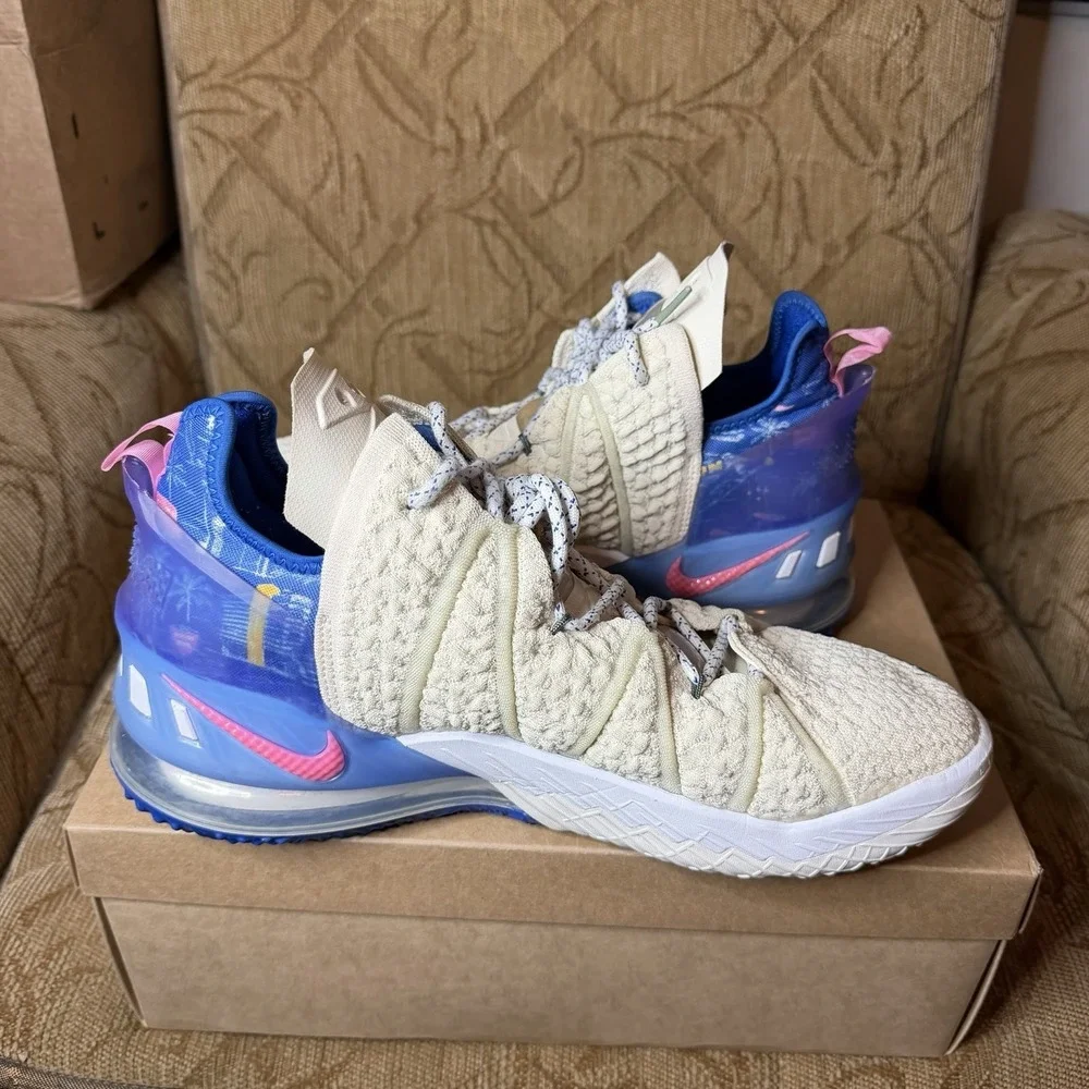 Nike LeBron 18 Los Angeles by Day Cream White Men's Size 12‎ DB8148-200